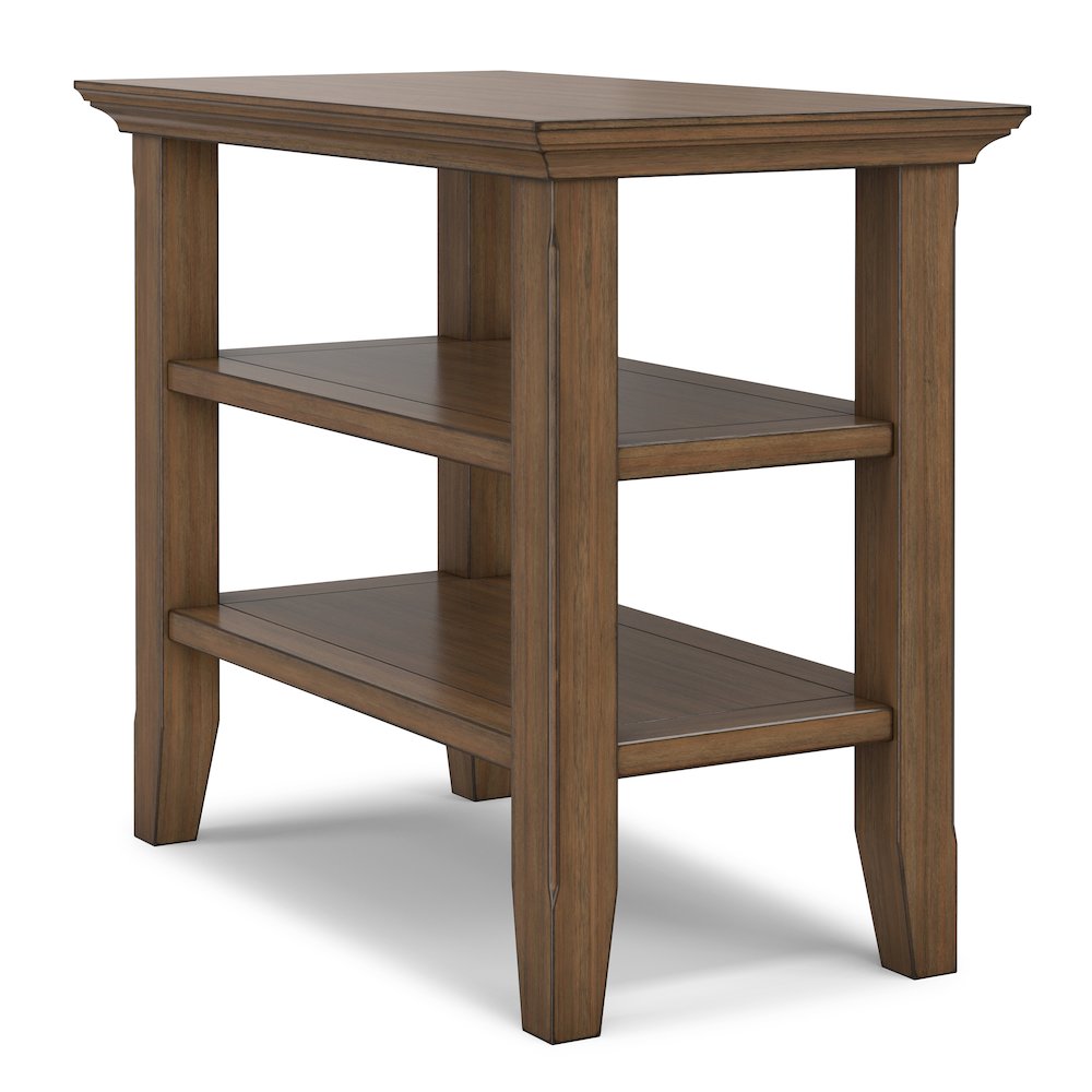14 Wide Solid Wood Transitional Narrow Side Table in Rustic Natural Aged Brown. Picture 1