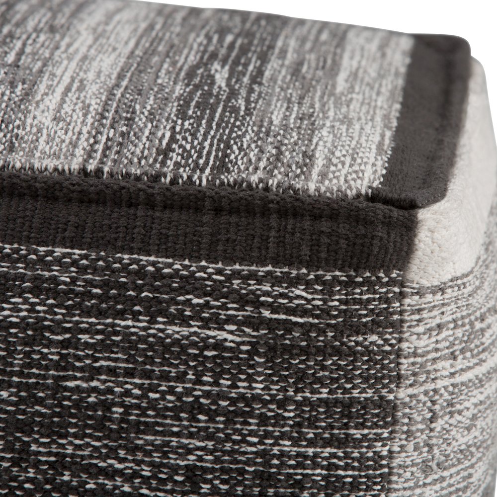 Naya Cube Pouf In Patterned Grey Melange Cotton. Picture 2