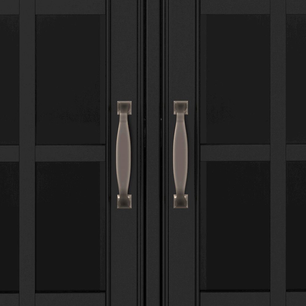 Solid Wood 60 Inch Wide Traditional Wide Storage Cabinet Buffet In Black. Picture 5