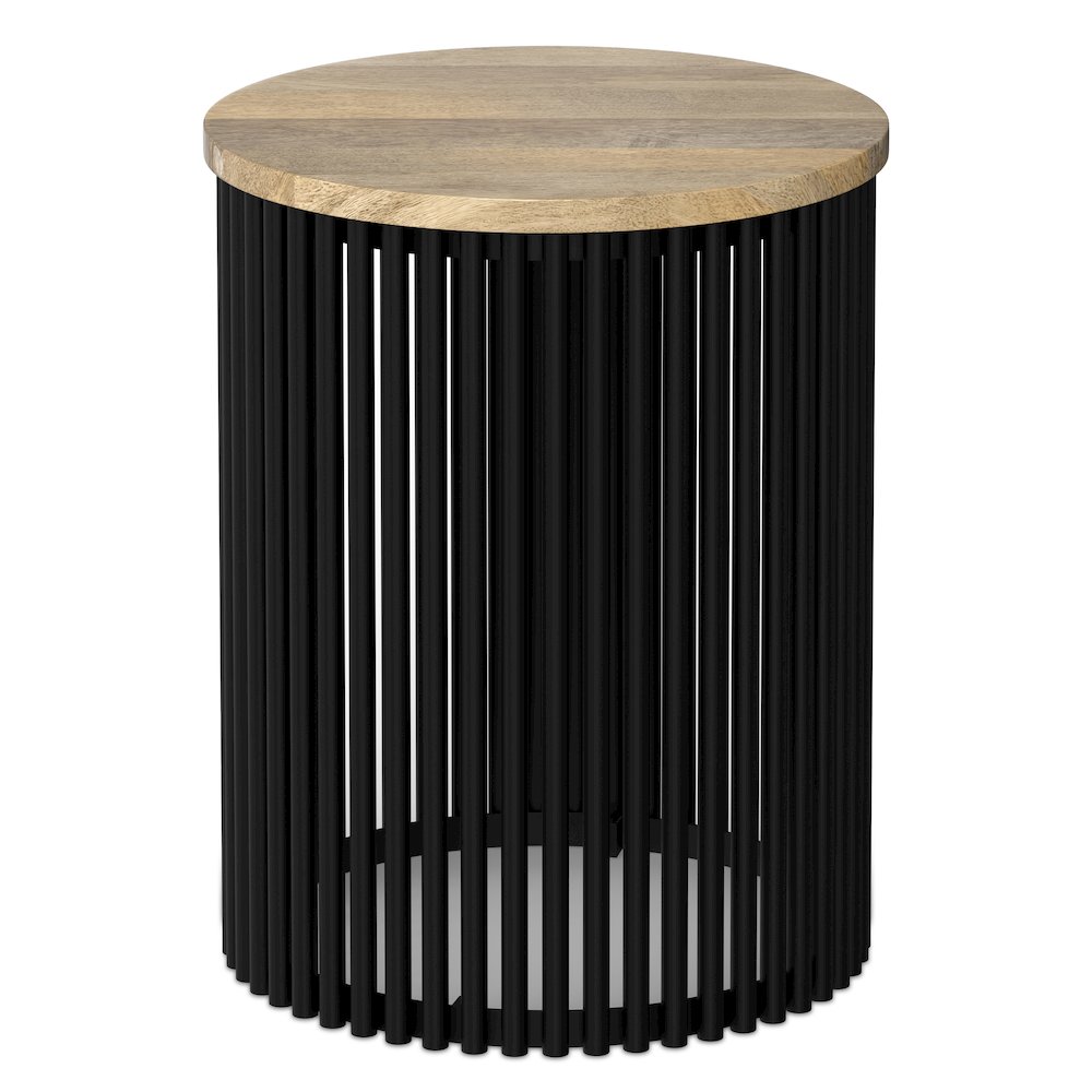 20 inch Wide Solid Mango/Metal Tall Industrial Side Table in Natura/Black. Picture 1