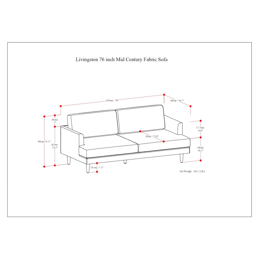 Livingston 76-Inch Sofa In Woven-Blend Fabric. Picture 6