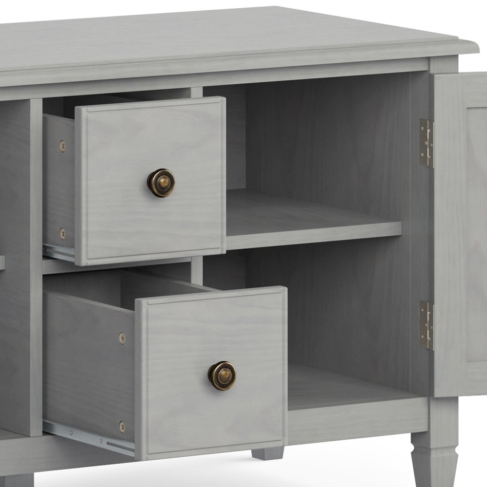 Connaught Solid Wood 72 Inch Wide Tv Stand In Fog Grey For Tvs Up To 80 Inches. Picture 4