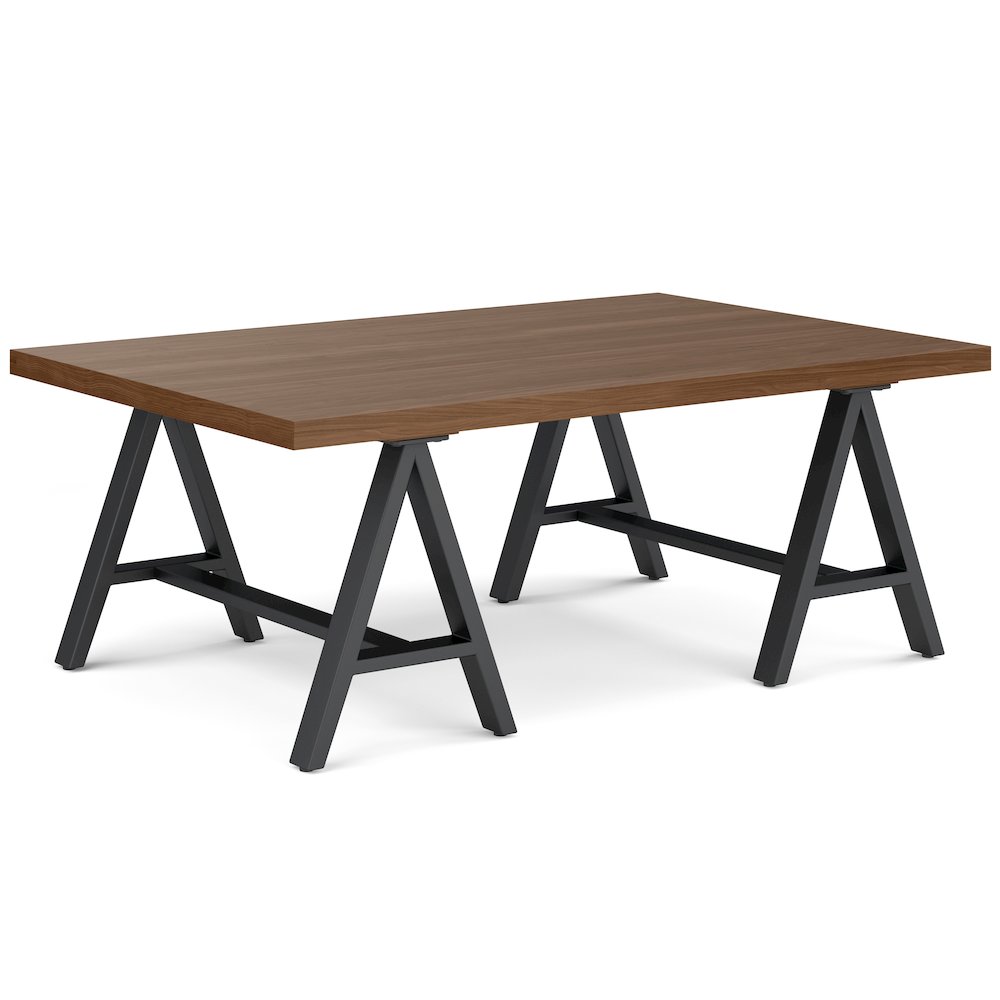 Sawhorse Solid Walnut Veneer and Metal Coffee Table. Picture 1