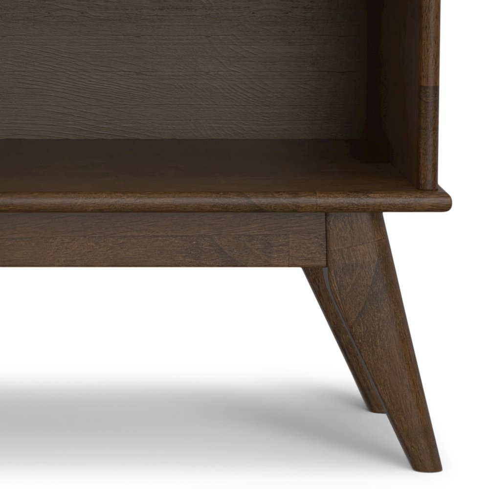 SOLID HARDWOOD 30 inch x 64 inch Mid Century Modern Low Bookcase in Walnut Brown. Picture 3