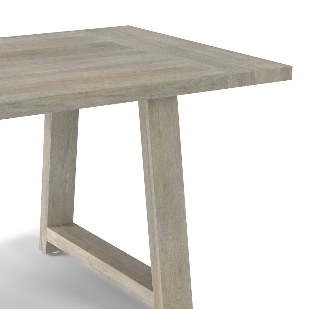 Whitley 72 inch Wide Solid Mango Farmhouse Dining Table in White Wash. Picture 9