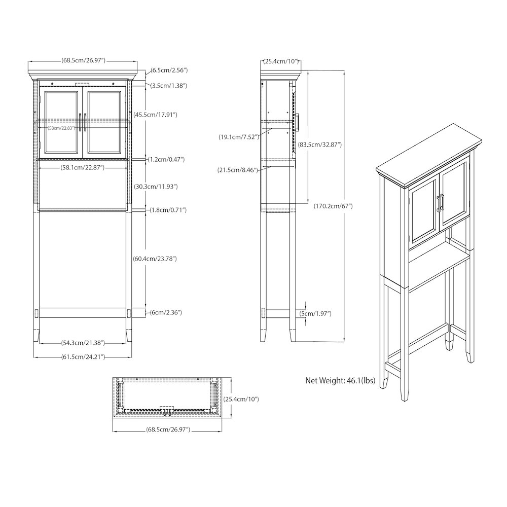 Avington 67 inch H x 27 inch W Contemporary Solid Wood Space Saver Cabinet. Picture 6