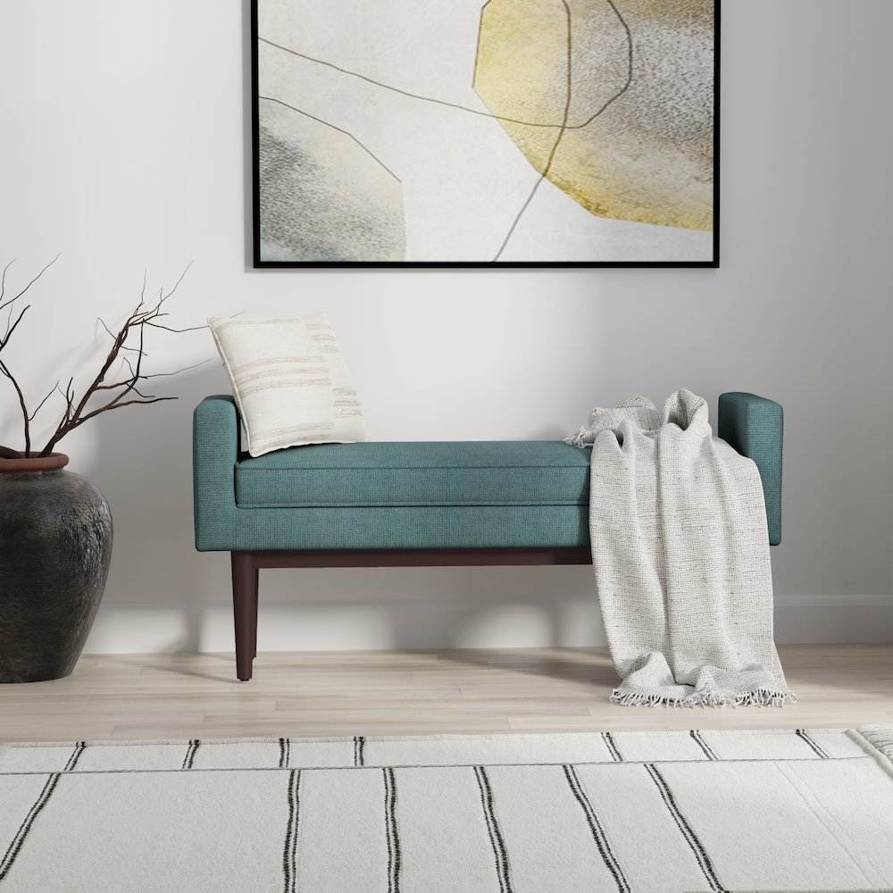 Scott Solid Hardwood Ottoman Bench In Smoky Teal. Picture 5