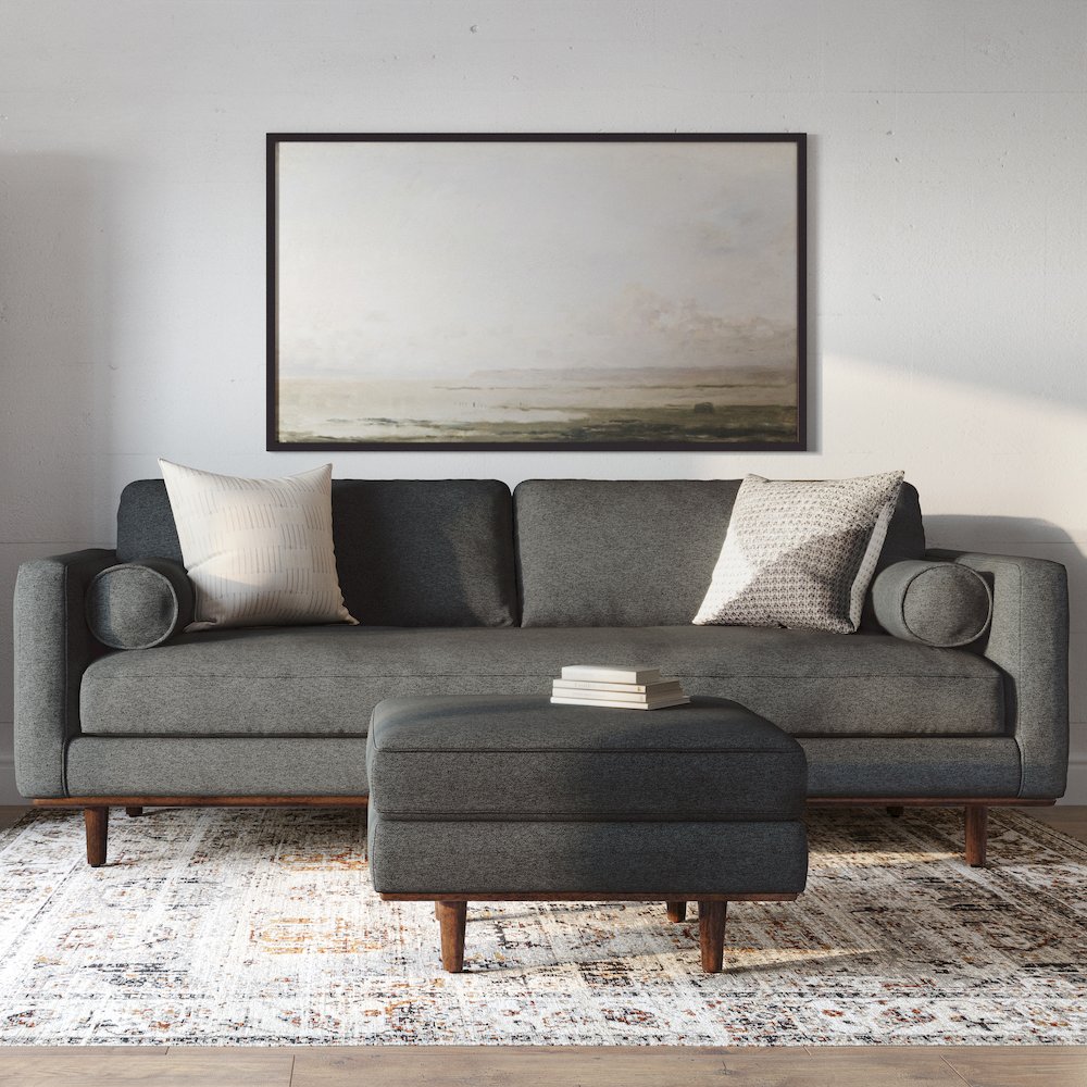 Morrison 89-Inch Sofa And Ottoman Set In Woven-Blend Fabric. Picture 5