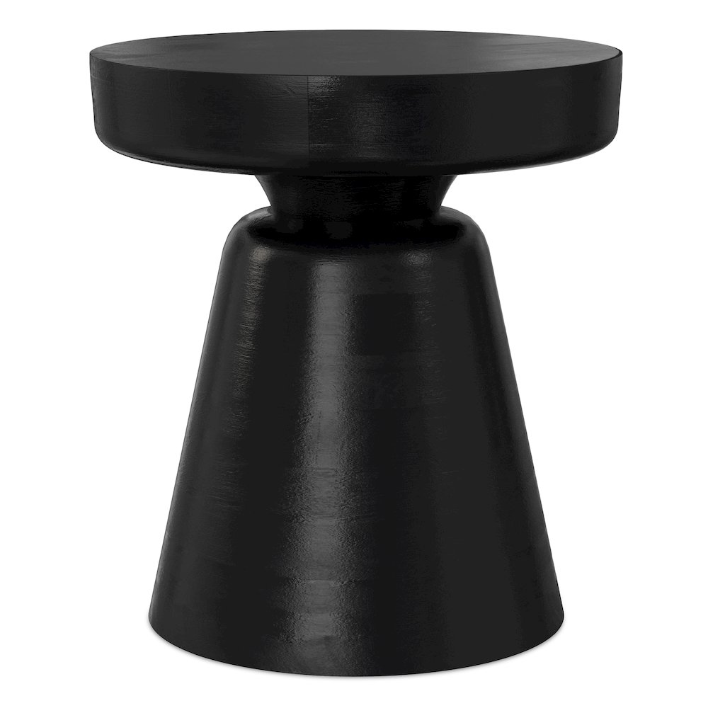 16 inch Wide Round Boho Contemporary Rustic Accent Table in Black. Picture 2