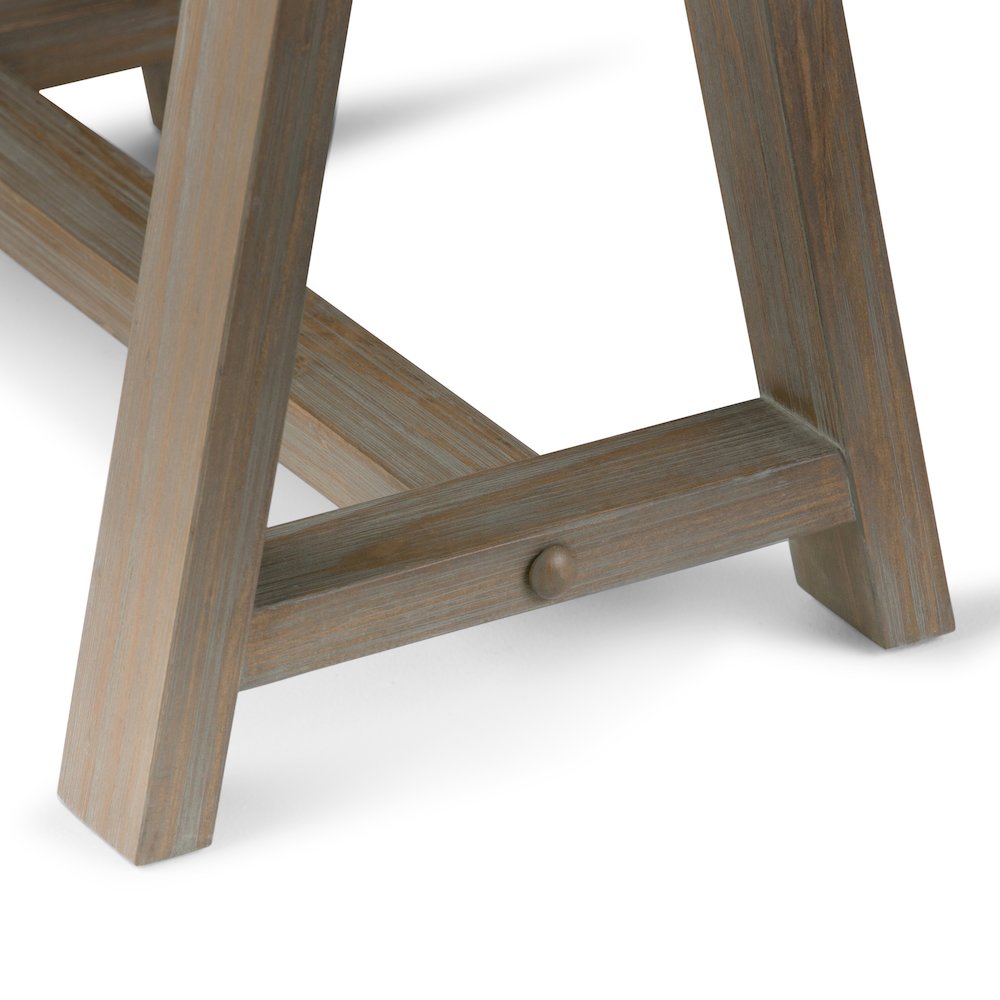 Solid Wood Modern Industrial 56 Inch Wide Writing Desk In Distressed Grey. Picture 4