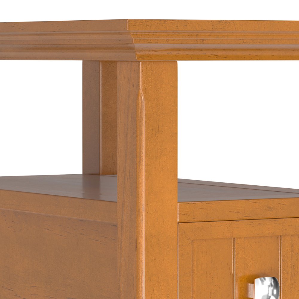 Solid Wood Transitional Narrow Side Table With Drawer In Light Golden Brown. Picture 2