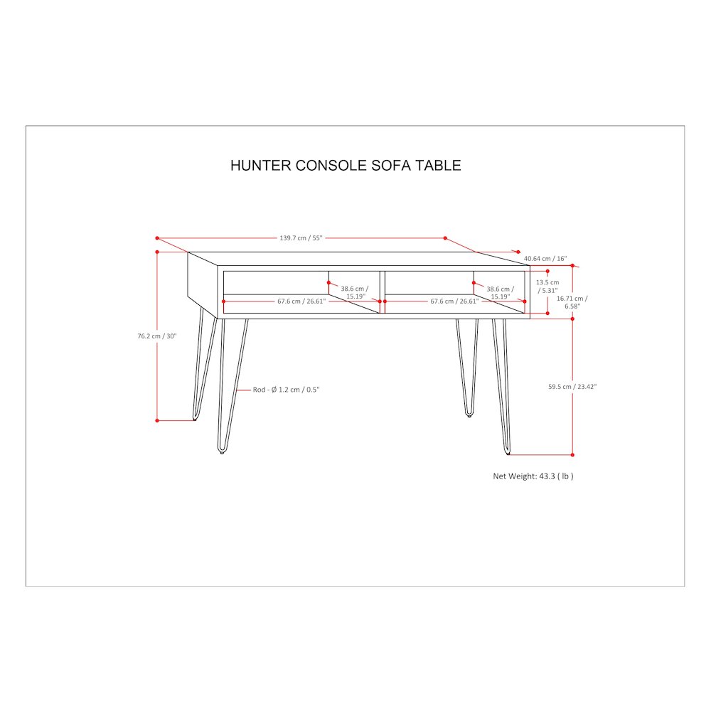 Hunter Solid Mango Wood Console Sofa Table In Natural. Picture 6
