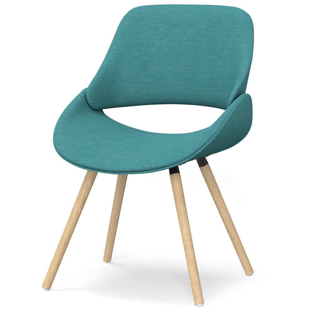 Malden Bentwood Dining Chair With Light Wood In Turquoise Blue Linen Look Fabric. Picture 1