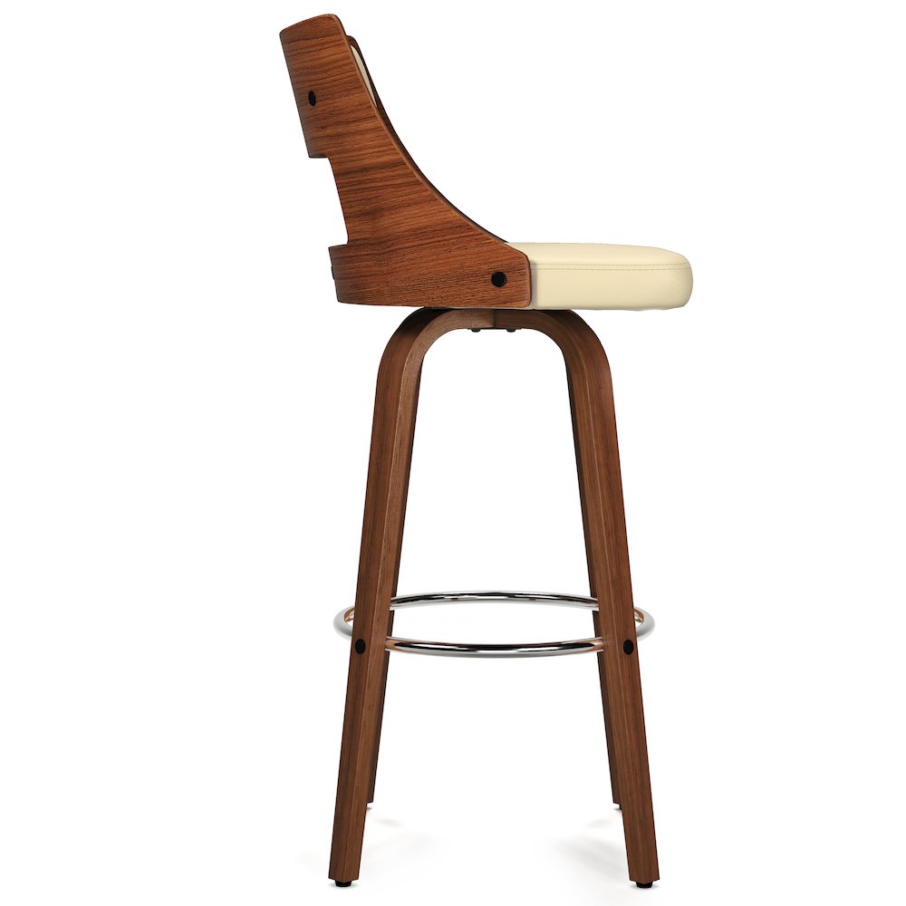 Dallyn Swivel Bar Stool (Set Of 2) In Cream Vegan Faux Leather. Picture 2