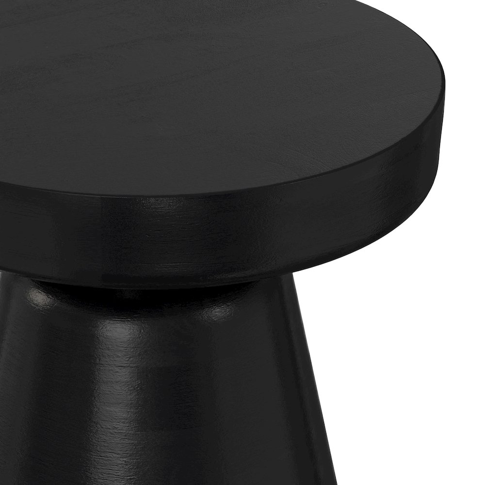 16 inch Wide Round Boho Contemporary Rustic Accent Table in Black. Picture 6