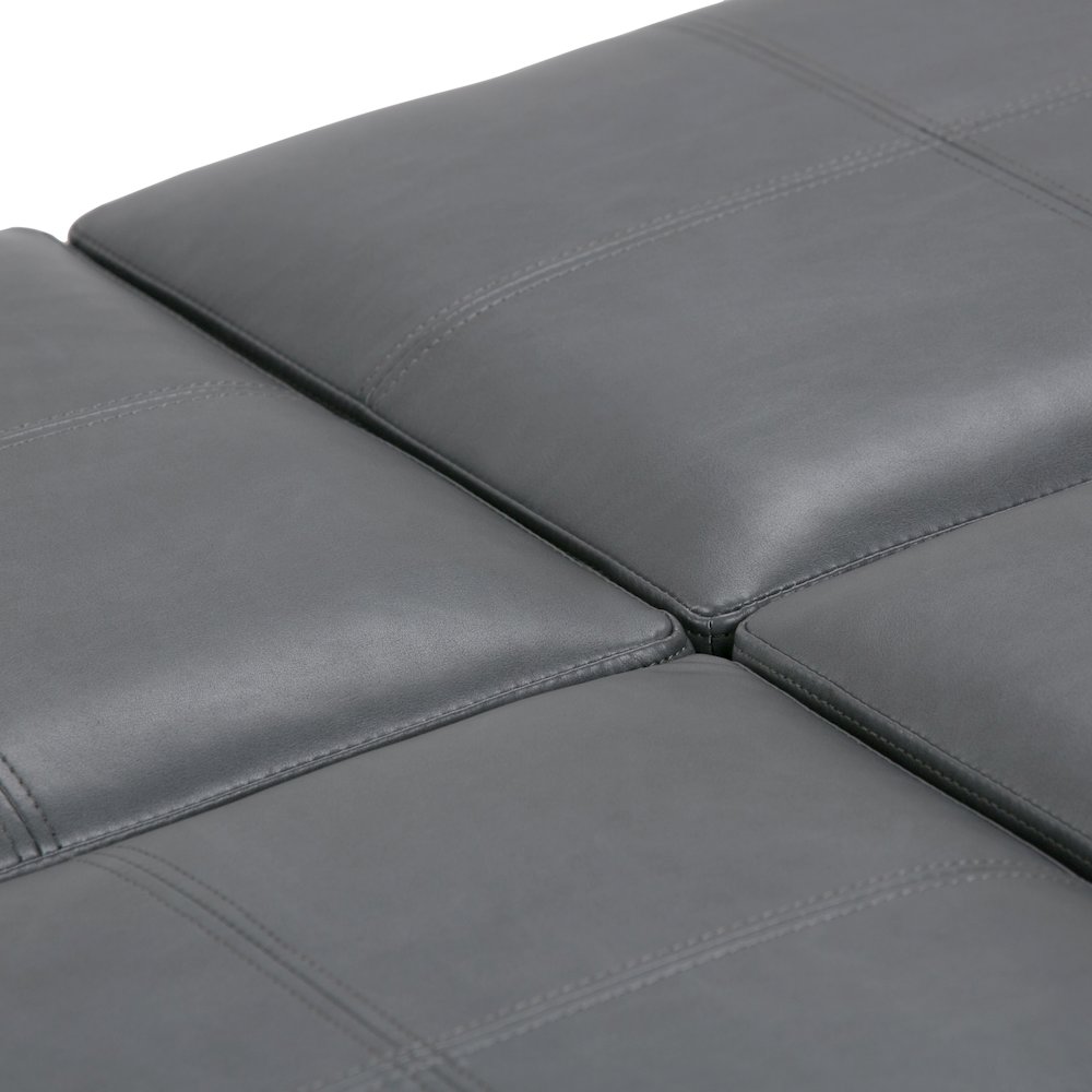 Avalon Square Coffee Table Storage Ottoman In Stone Grey Vegan Faux Leather. Picture 2