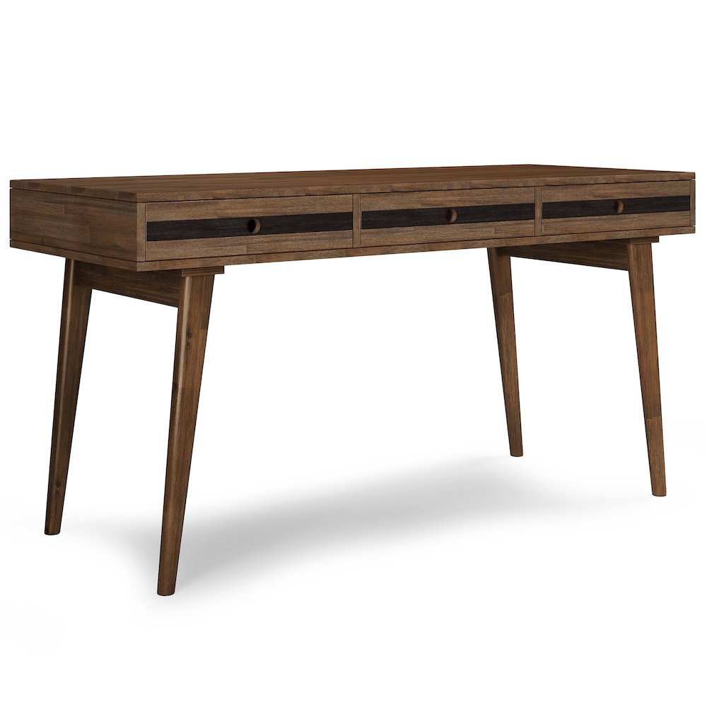 Clarkson Solid Acacia Wood Desk In Rustic Natural Aged Brown. Picture 1