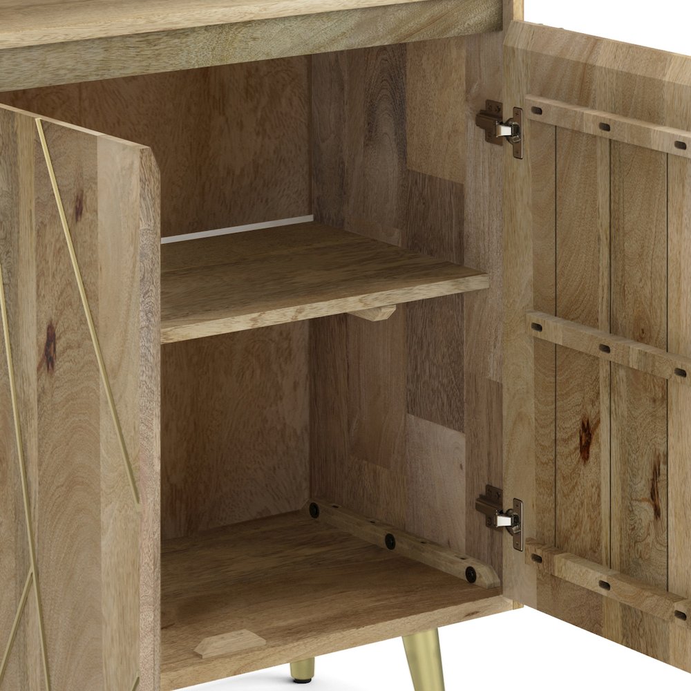 Jager Solid Mango Wood Bookshelf With Doors In Natural. Picture 4