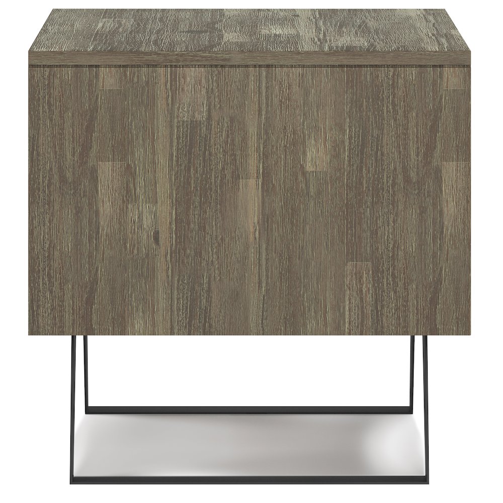 Lowry Solid Acacia Wood End Table In Distressed Grey. Picture 3