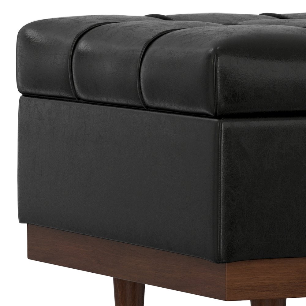 Mariah Coffee Table Storage Ottoman in Midnight Black  PU Black faux leather. Picture 9