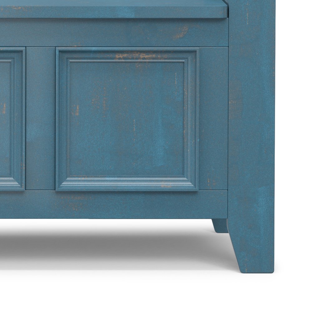 48 inch Wide Solid Wood Transitional Entryway Bench in Distressed Coastal Blue. Picture 3