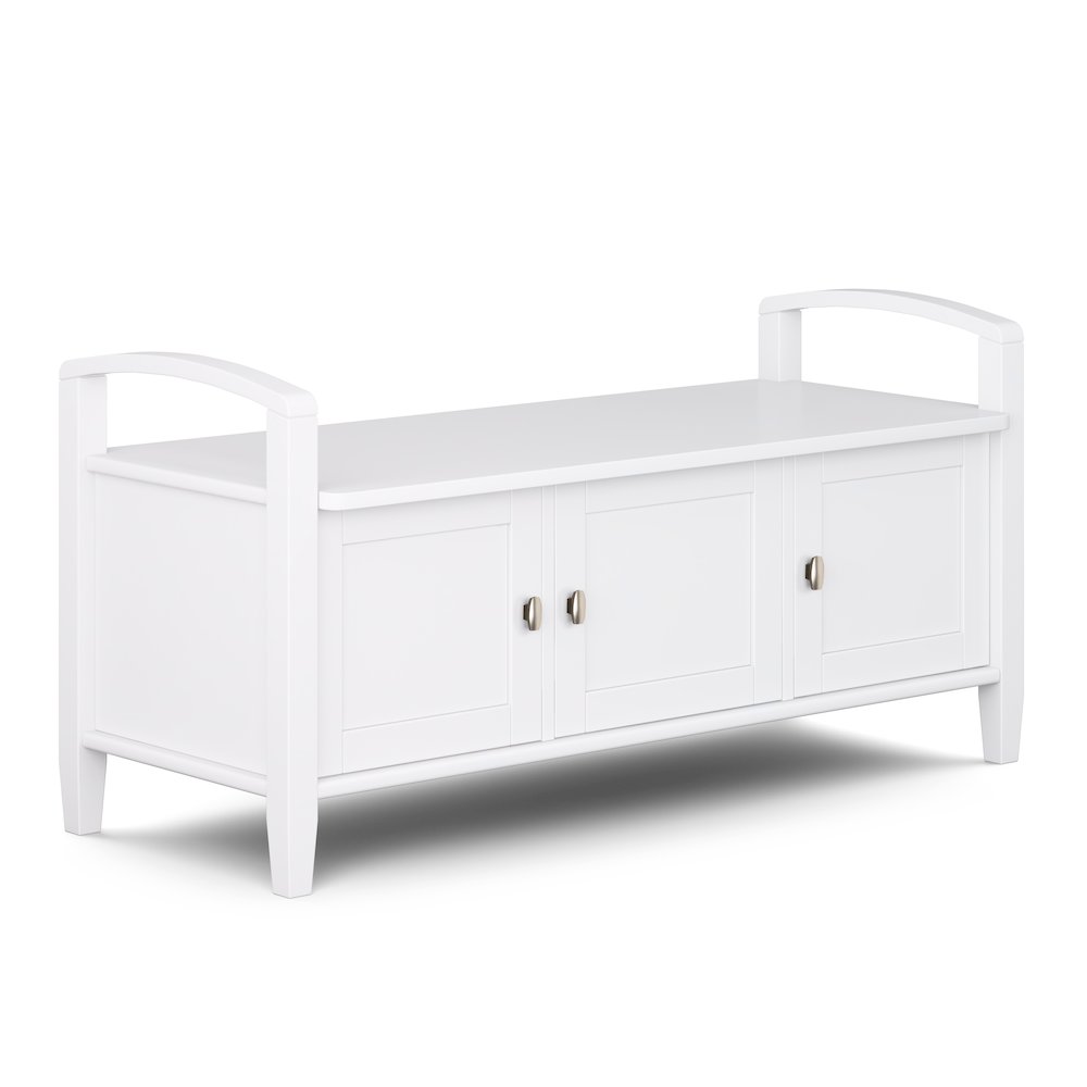 Warm Shaker Solid Wood Entryway Storage Bench In White. Picture 1
