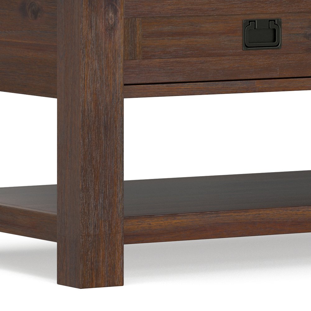 Monroe 48 inch Wide Solid Acacia Wood Rustic Rectangular Coffee Table. Picture 3