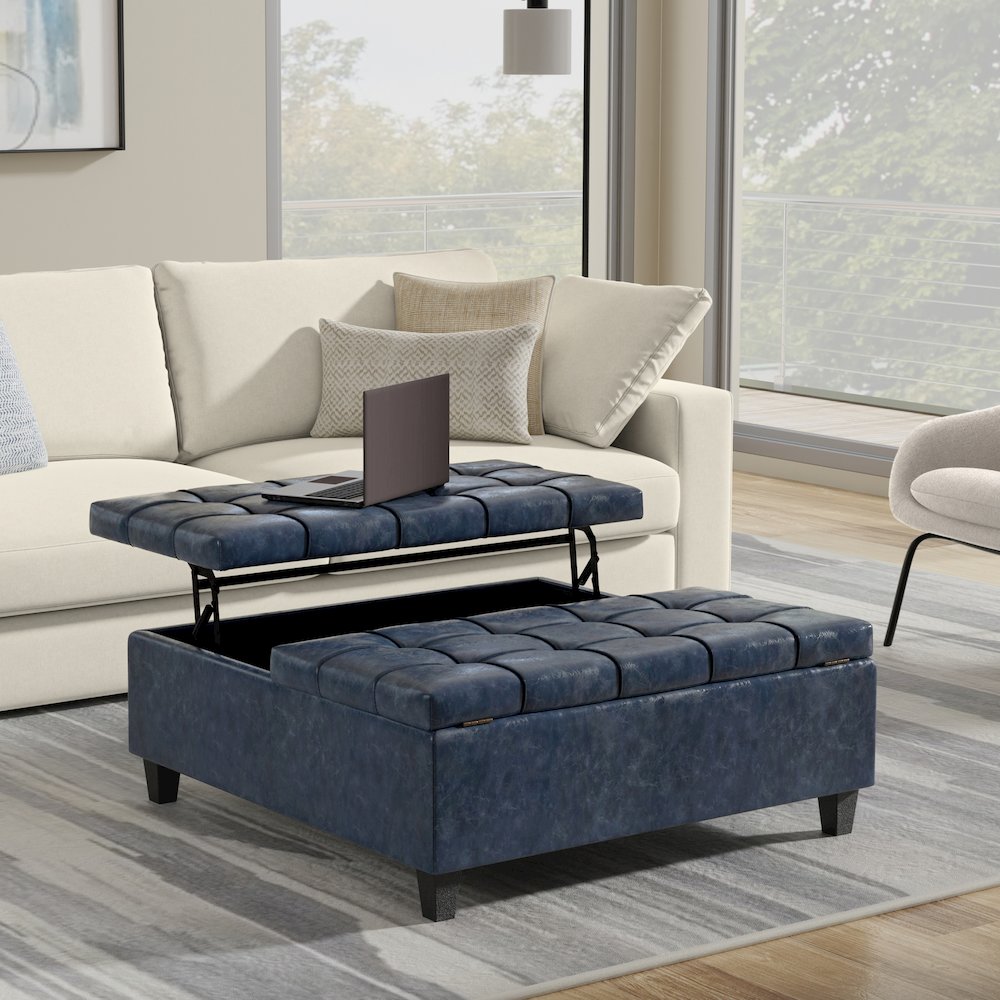 40 inch Wide Square Large Coffee Table Storage Ottoman. Picture 7