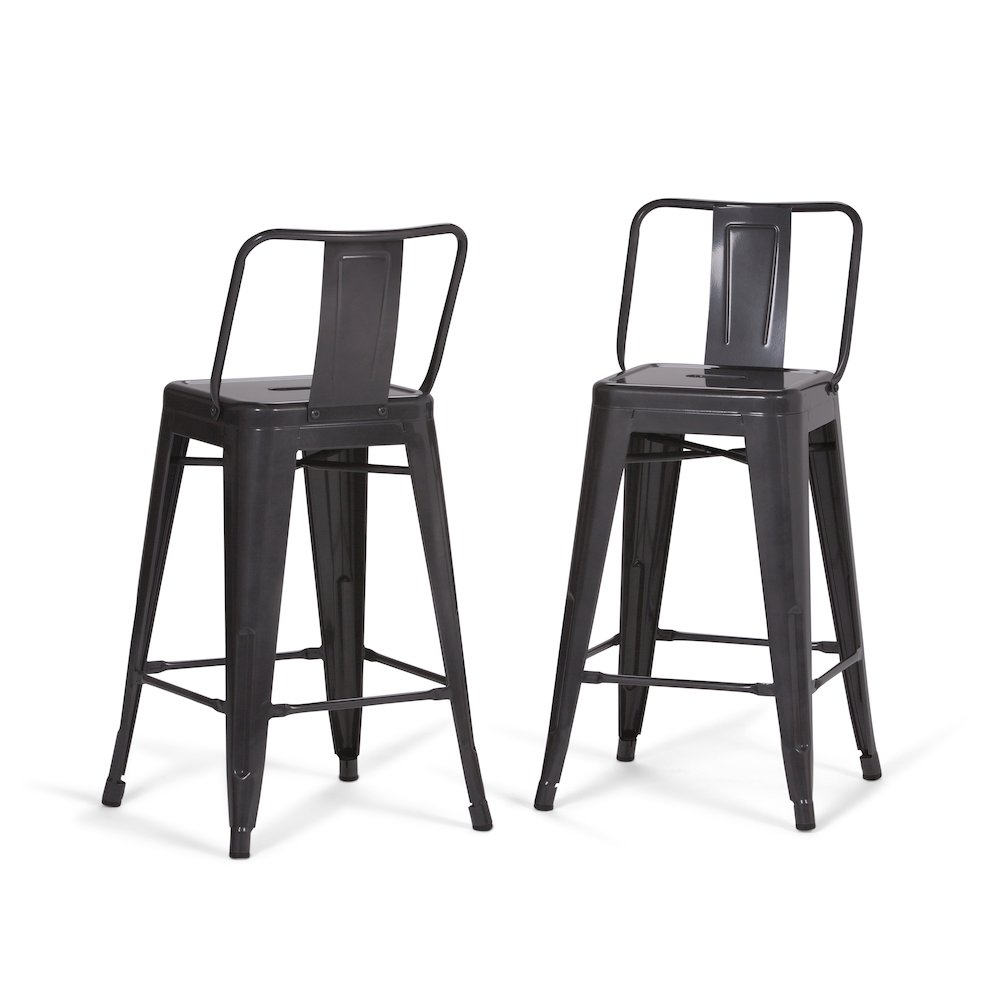 Rayne 24 Inch Metal Counter Height Stool (Set Of 2) In Grey. Picture 1