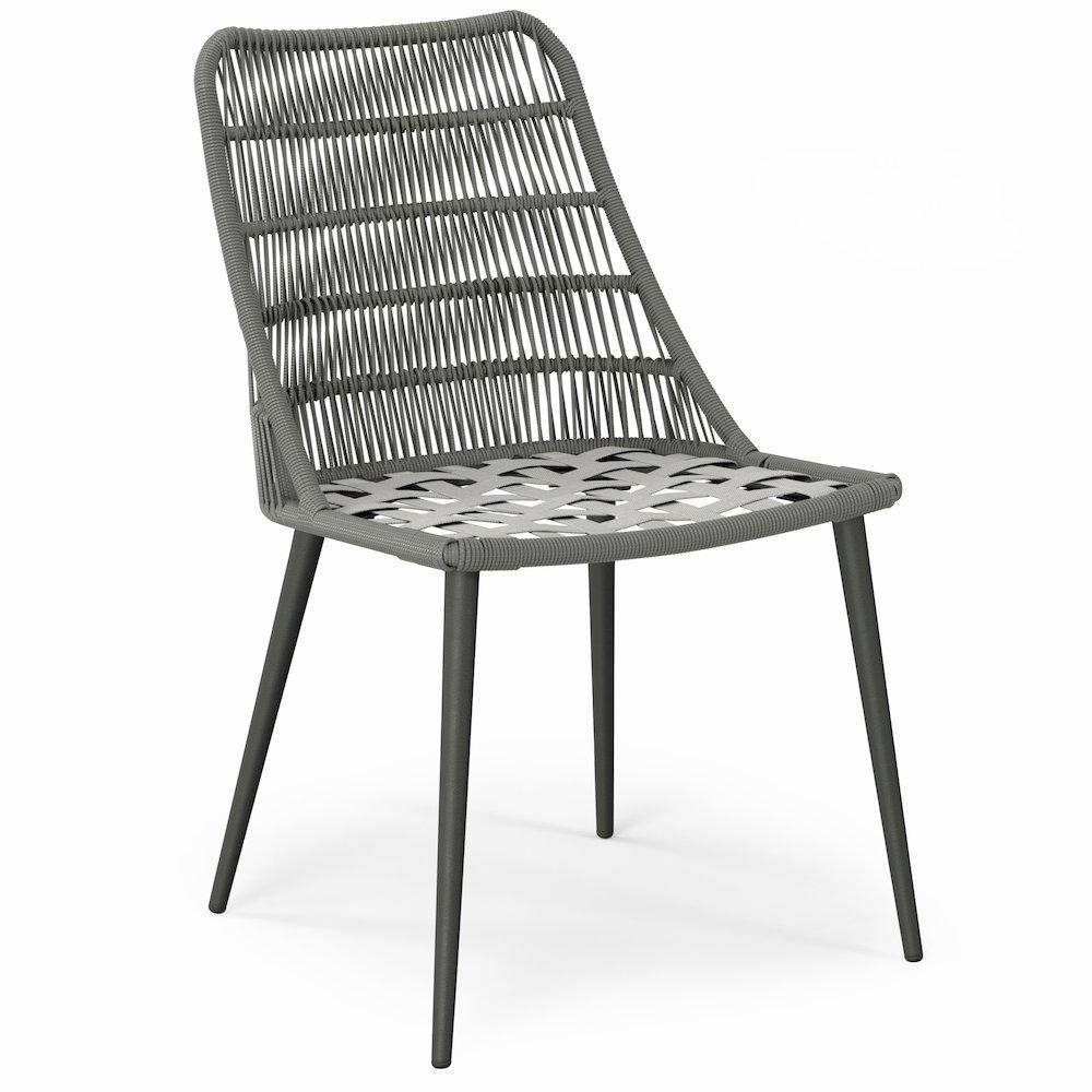 Beachside Outdoor Dining Chair (Set Of 2) In Grey Polyester Fabric. Picture 3