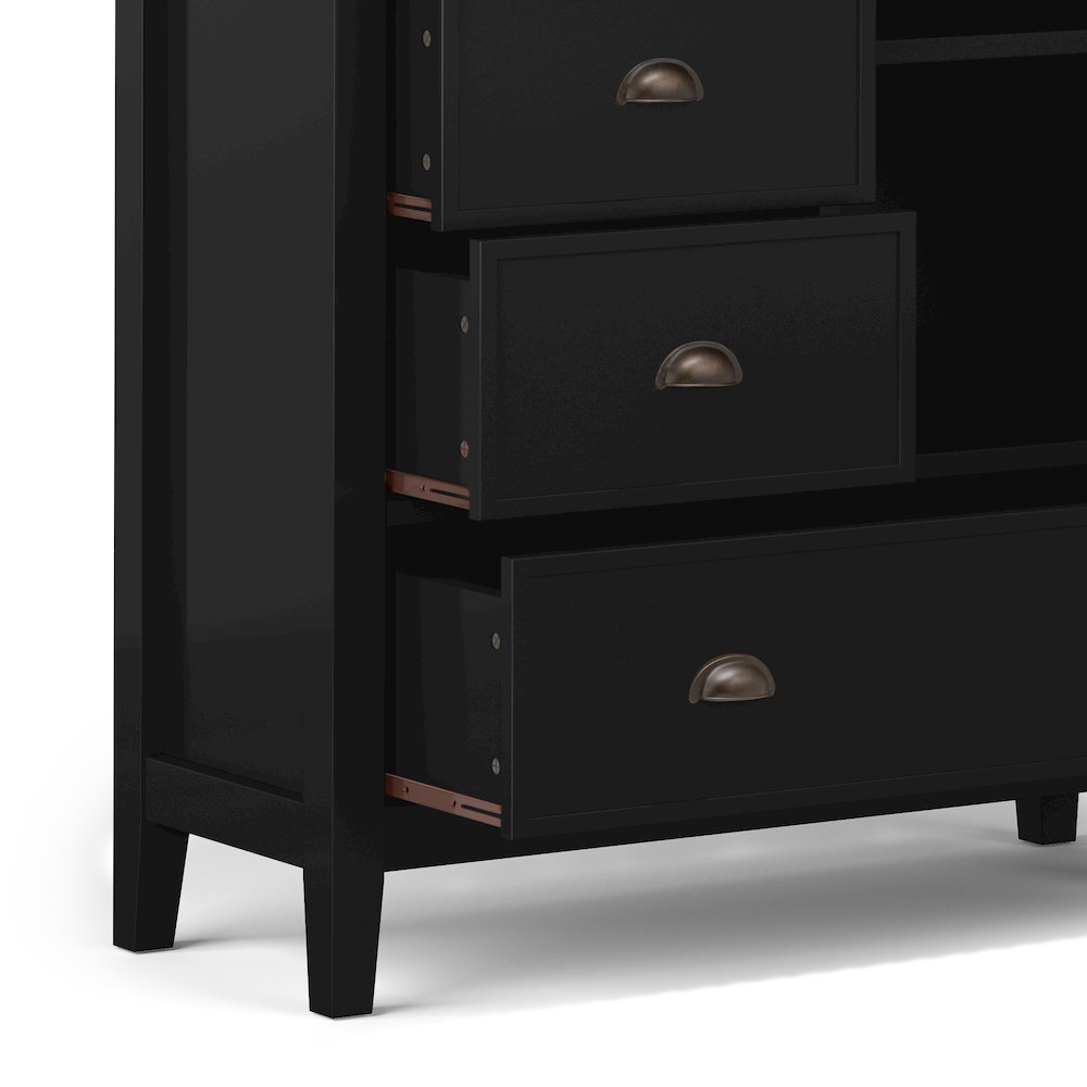 Redmond Solid Wood Medium Storage Cabinet In Black. Picture 3