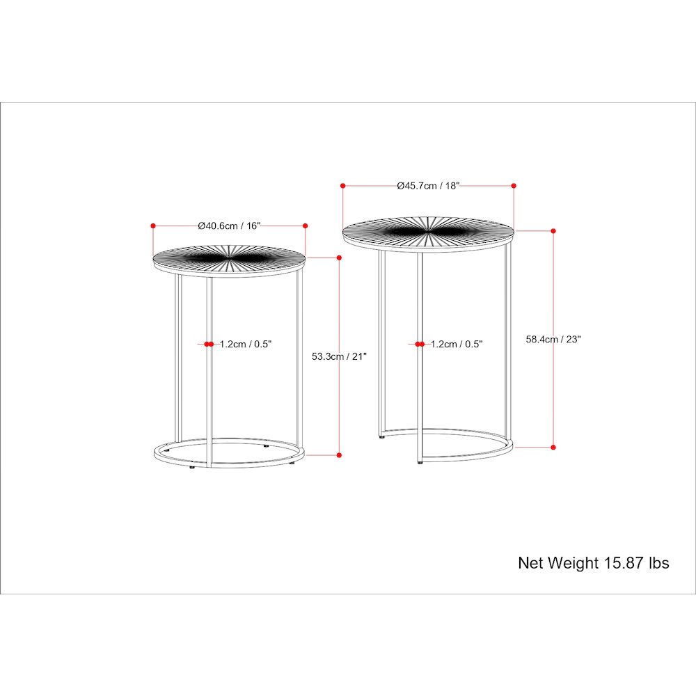 Drake 2 Pc Nesting Table In Antique Nickel, Antique Copper. Picture 6