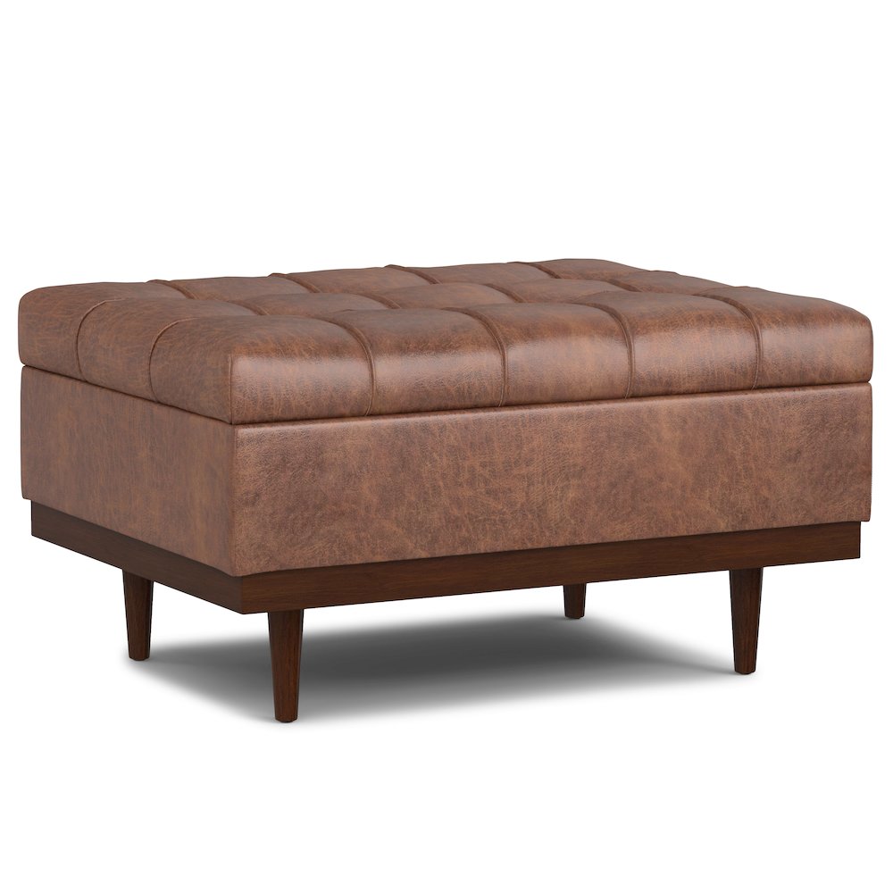 Mariah Coffee Table Storage Ottoman in Distressed Saddle Brown. Picture 6