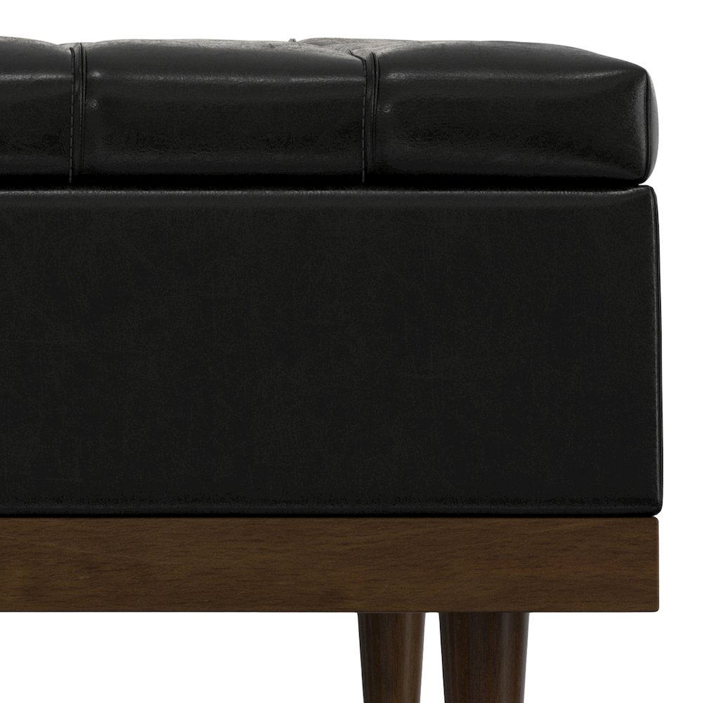 Mariah Lift Top Table Storage Ottoman in Midnight Black PU Black faux leather. Picture 11