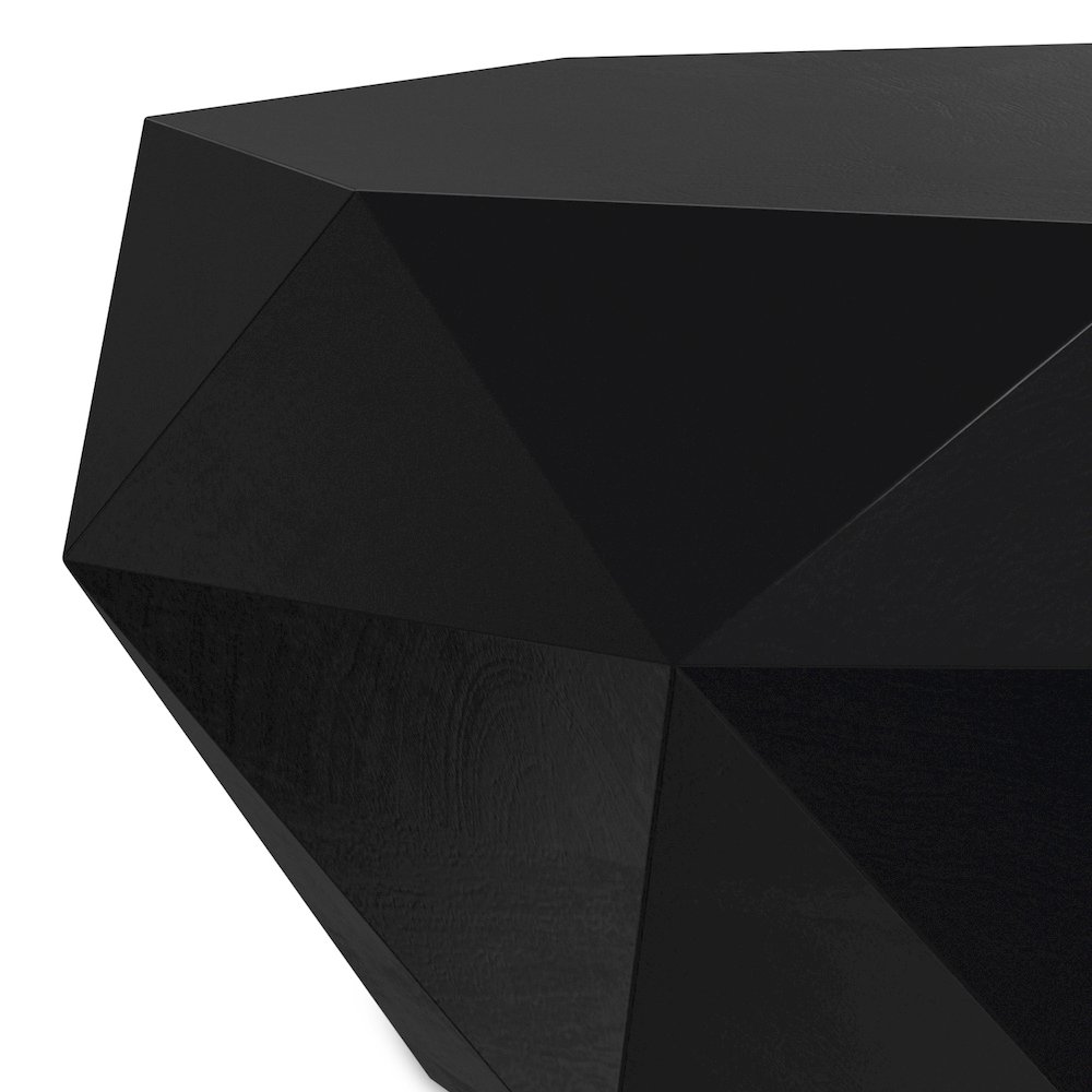 SOLID ACACIA WOOD 35 inch Wide Irregular Contemporary Coffee Table in Black. Picture 3