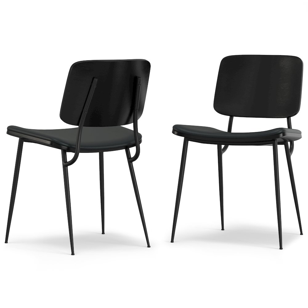Hayley Dining Chair (Set Of 2) In Black  Vegan Faux Leather. Picture 1
