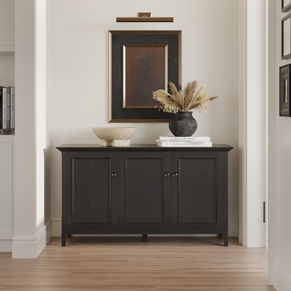 Amherst Solid Wood Wide 3 Door Storage Cabinet In Hickory Brown. Picture 5