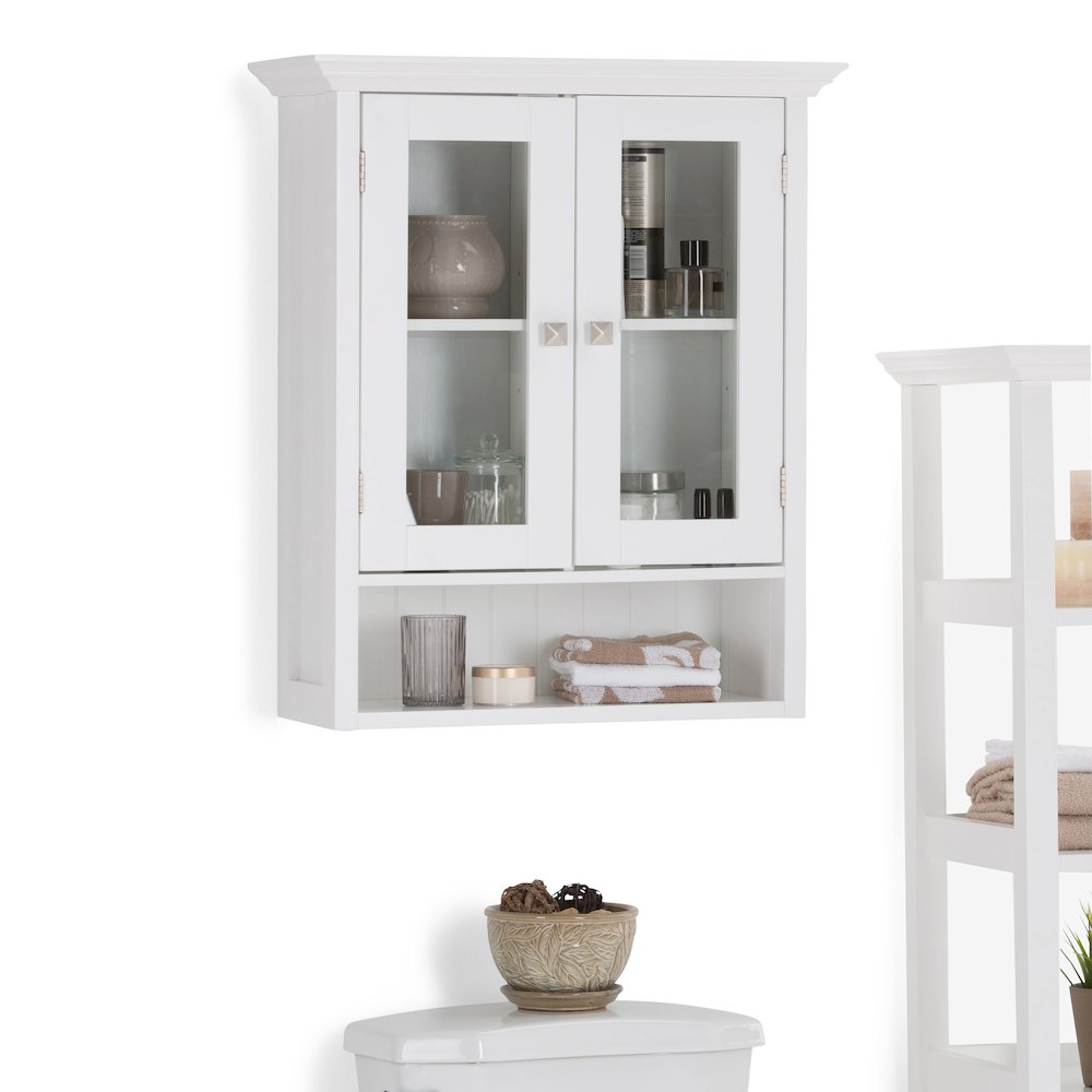 Acadian 28 inch H x 24 inch W Solid Wood Double Door Wall Cabinet in Pure White. Picture 5
