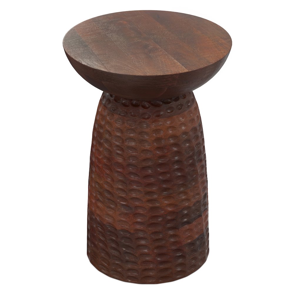 Boyd 16 inch Wide Solid Mango Contemporary Tall Accent Table in Warm Dark Brown. Picture 3