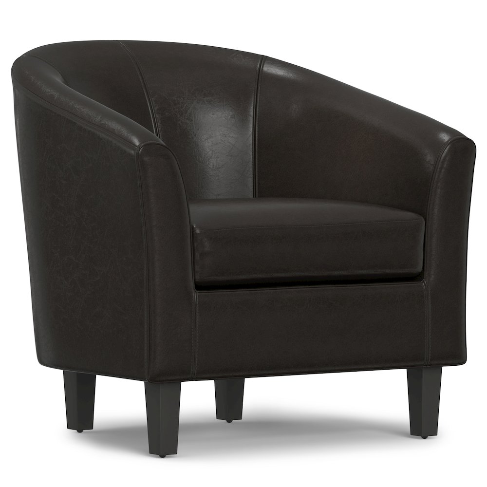 Austin 30 inch Wide Contemporary Tub Chair in Brown Vegan Leather. Picture 1