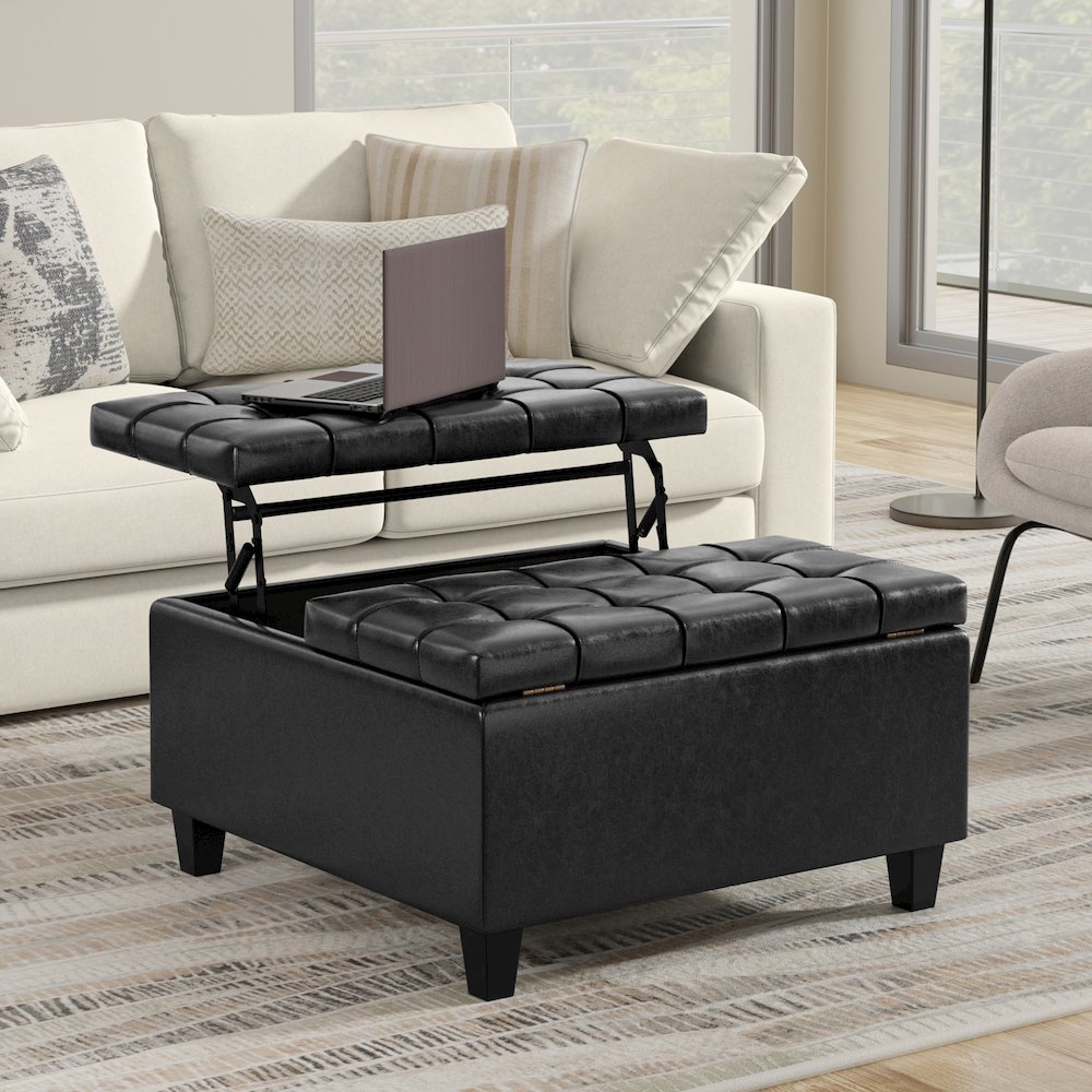 30 inch Wide Square Small Coffee Table Storage Ottoman. Picture 7