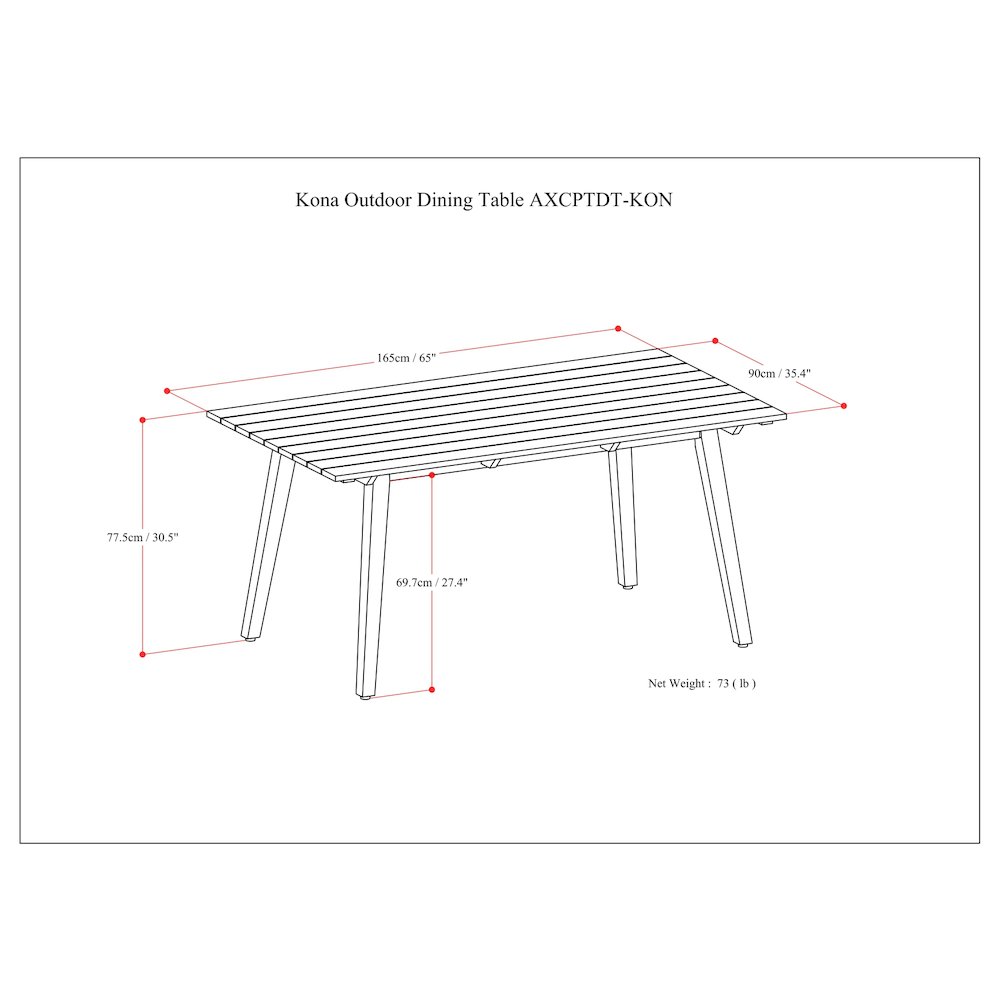 Kona Solid Acacia Wood Outdoor Dining Table In Light Teak. Picture 6