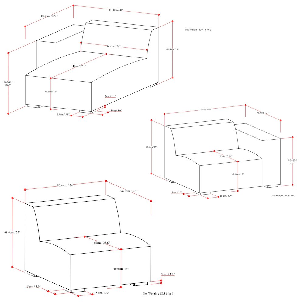 Rex Left-Facing Modular Sectional Sofa In Genuine Leather. Picture 6