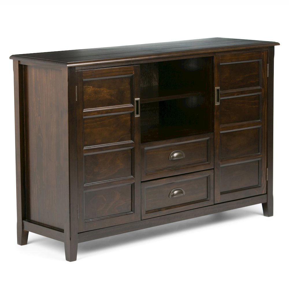 Tall Tv Media Stand In Mahogany Brown For Tvs Up To 60 Inches. Picture 1