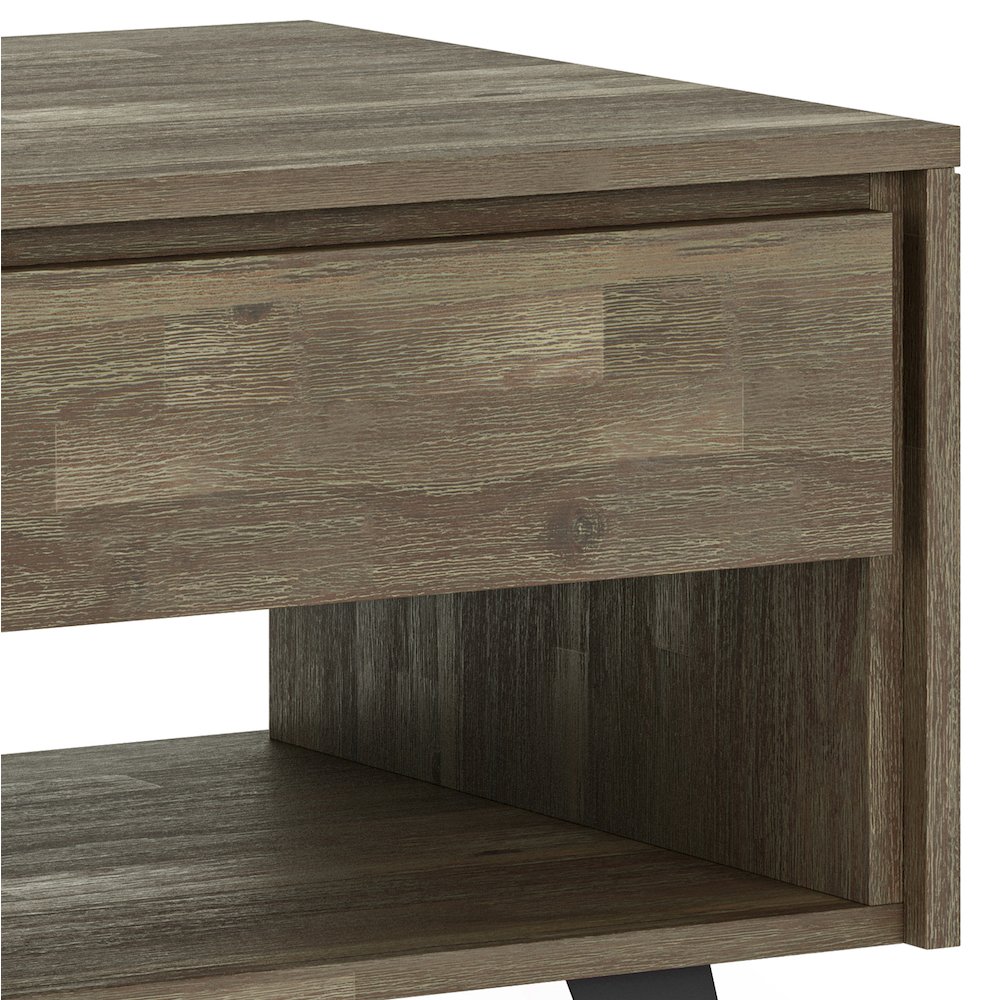 Lowry Solid Acacia Wood End Table In Distressed Grey. Picture 2