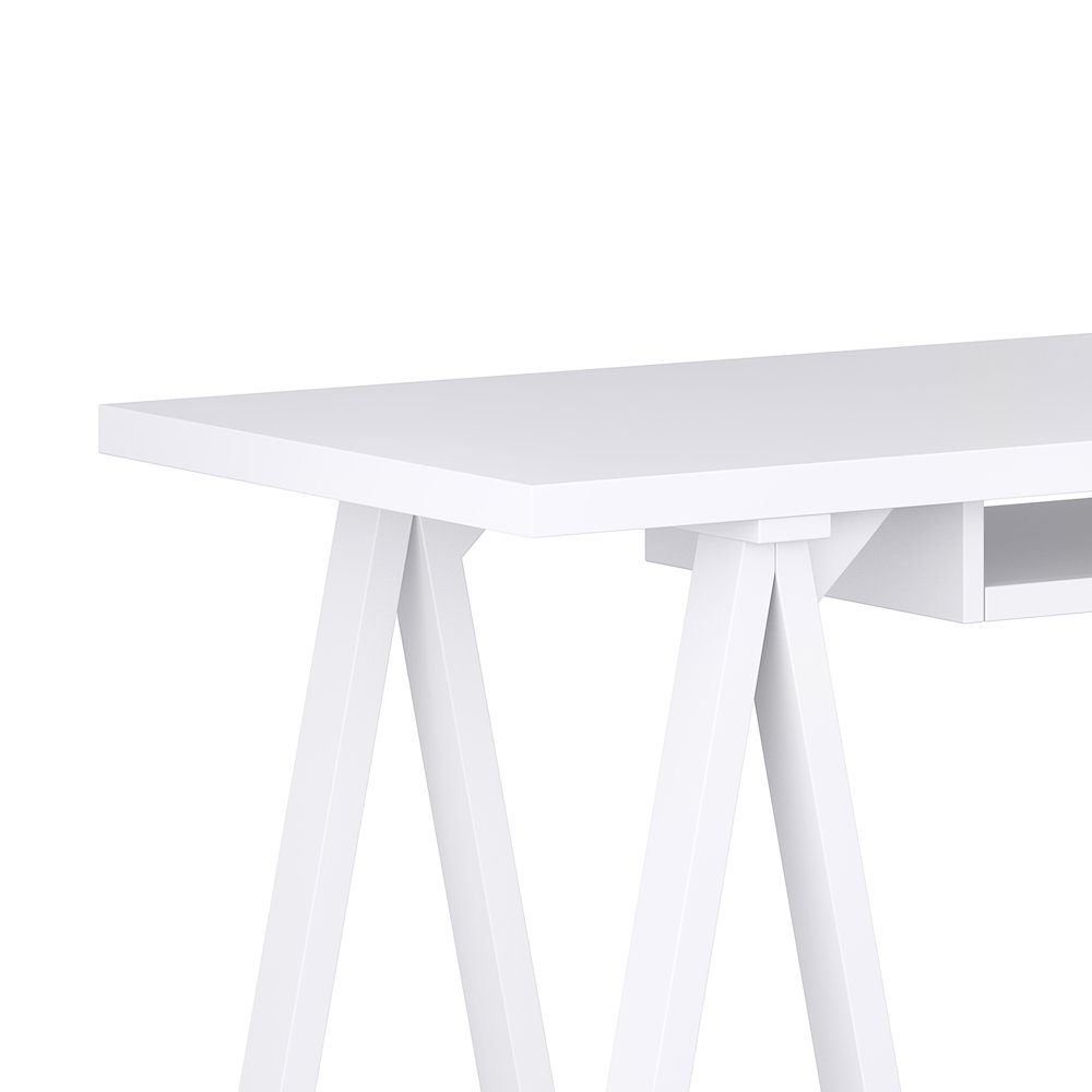 Sawhorse Solid Wood Desk In White. Picture 2