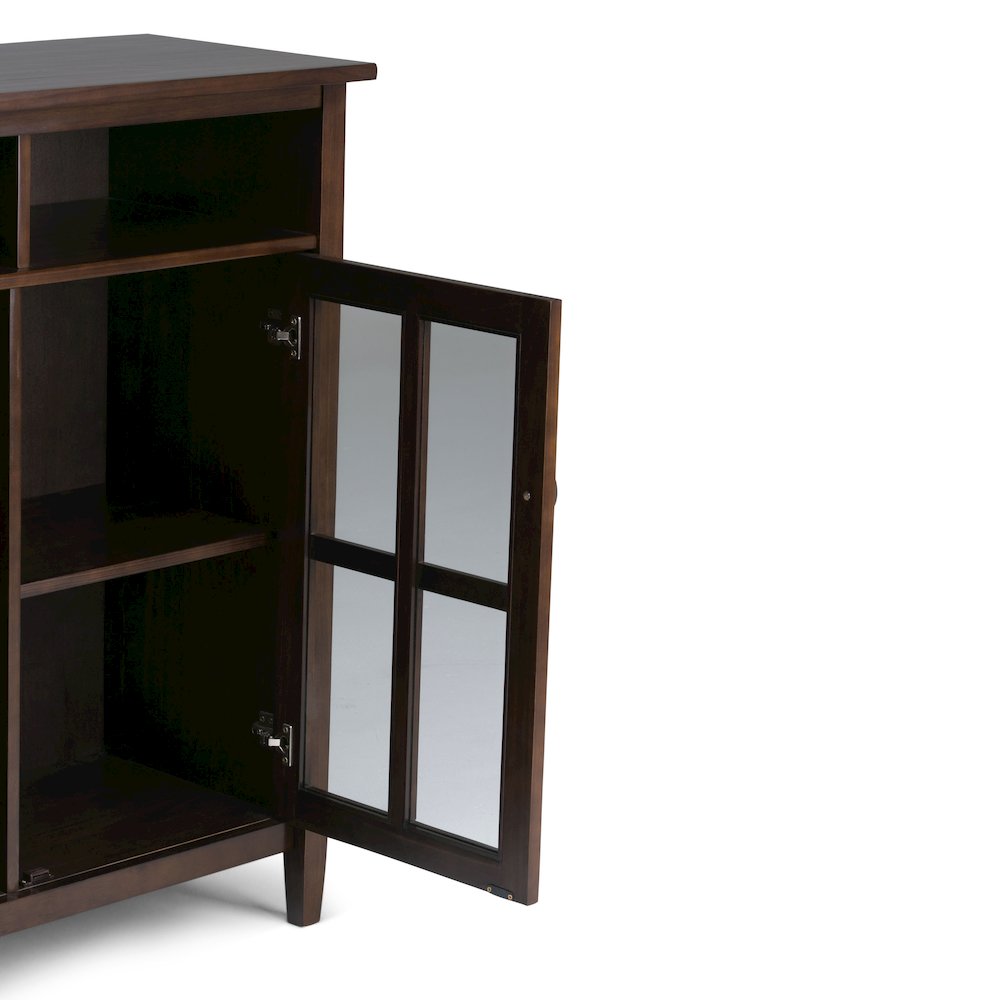 Warm Shaker Solid Wood Medium Storage Media Cabinet In Tobacco Brown. Picture 2