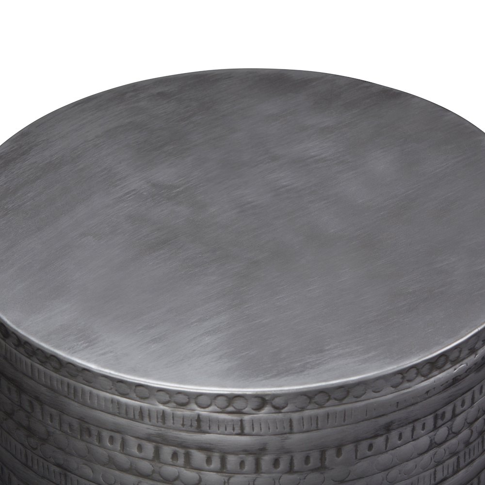 Johnsen Large Metal Accent Table In Antique Silver. Picture 3