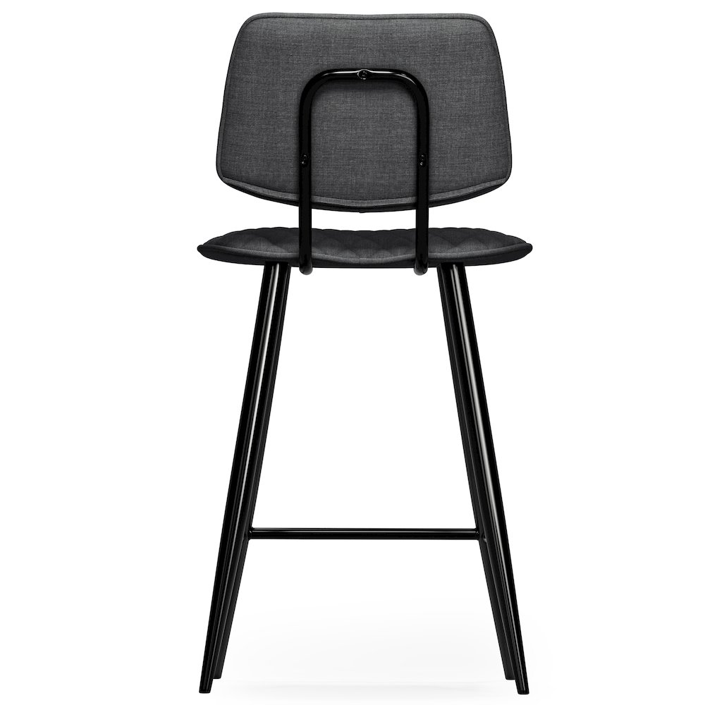 Raya Counter Height Stool (Set Of 2) In Charcoal Polyester Linen Fabric. Picture 3