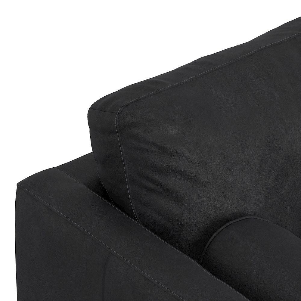 Morrison 89 Inch Wide Mid-Century Modern Sofa In Lead Black Genuine Leather. Picture 6